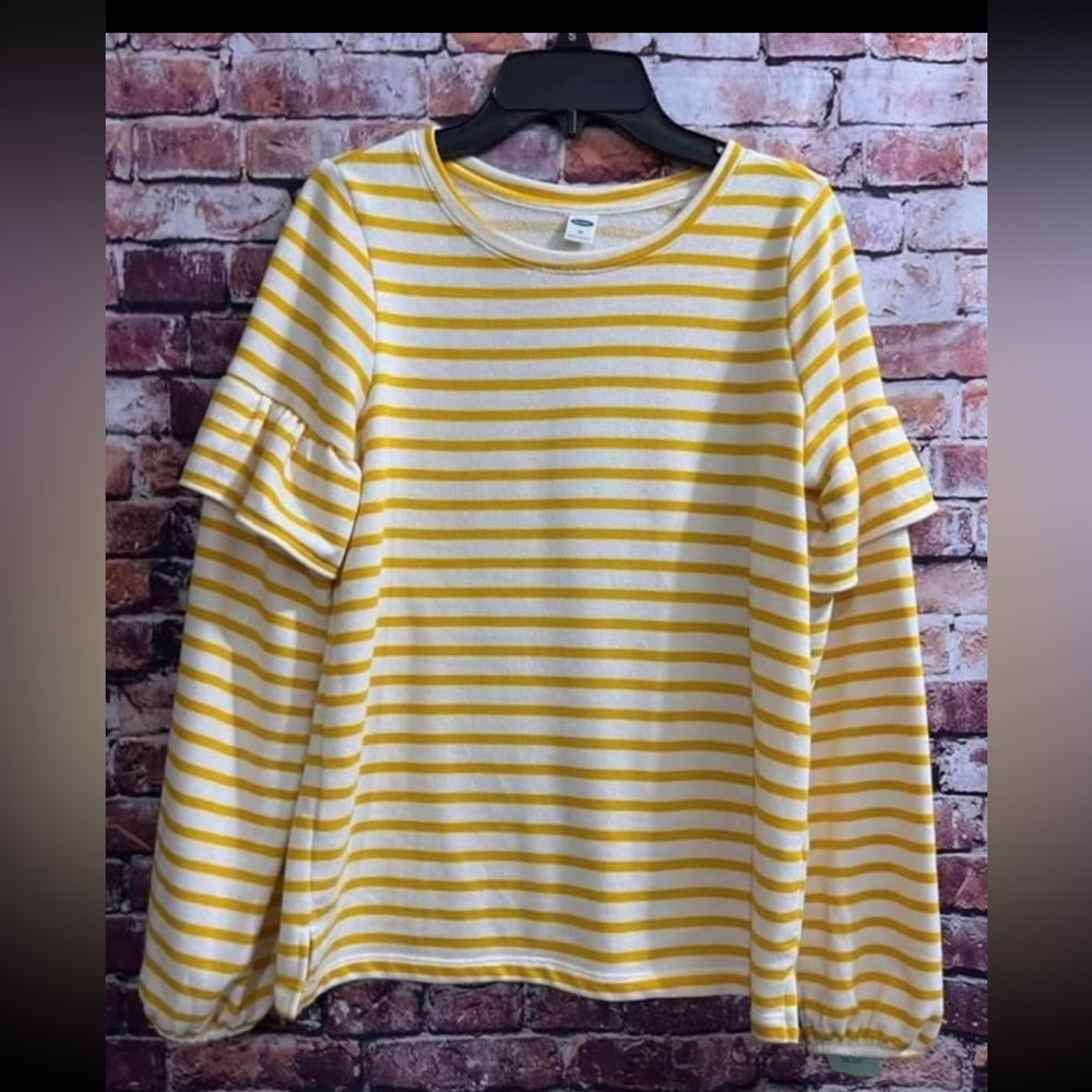 Old Navy Yellow and White Striped sweatshirt size XS. New condition